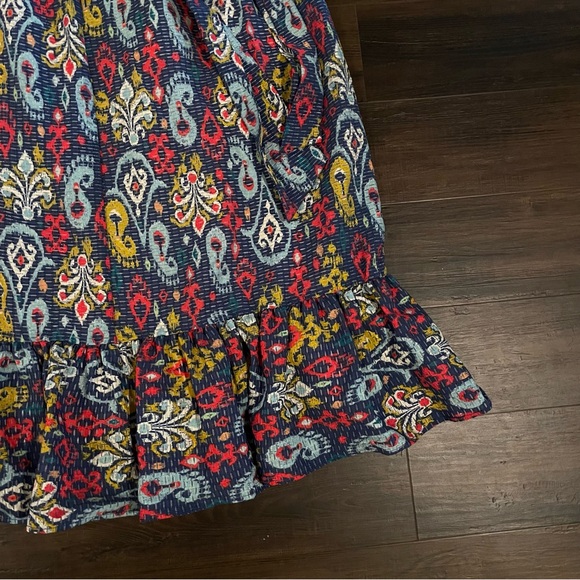 Anthropologie Edith Midi Skirt Blue Red Yellow Paisley Print Women’s Large - Picture 6 of 14